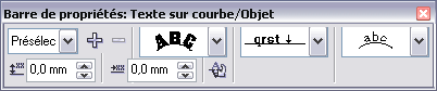 Barre de propriétés : Texte sur courbe